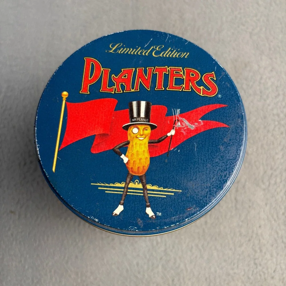 Vintage Planters Mr Peanut Limited Edition Mixed Nuts Tin Blue Collectible 14oz